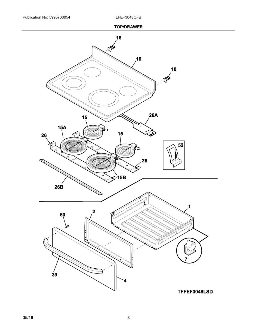 Frigidaire Range Dual Radiant Surface Element 2500 W (316555800) 250T8-L7601R