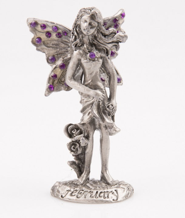 February Pewter Amethyst Birthstone Fairy Figurine