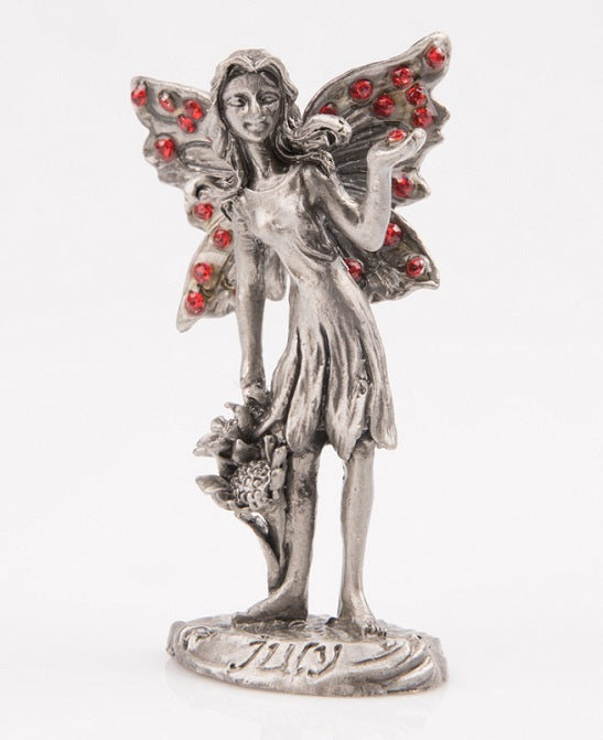 July Pewter Ruby Birthstone Fairy Figurine