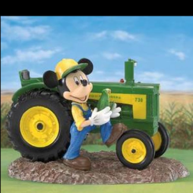 Disney Mickey Mouse on John Deere Tractor Figurine Bradford Exchange Retired