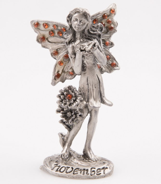 November Pewter Citrine Birthstone Fairy Figurine