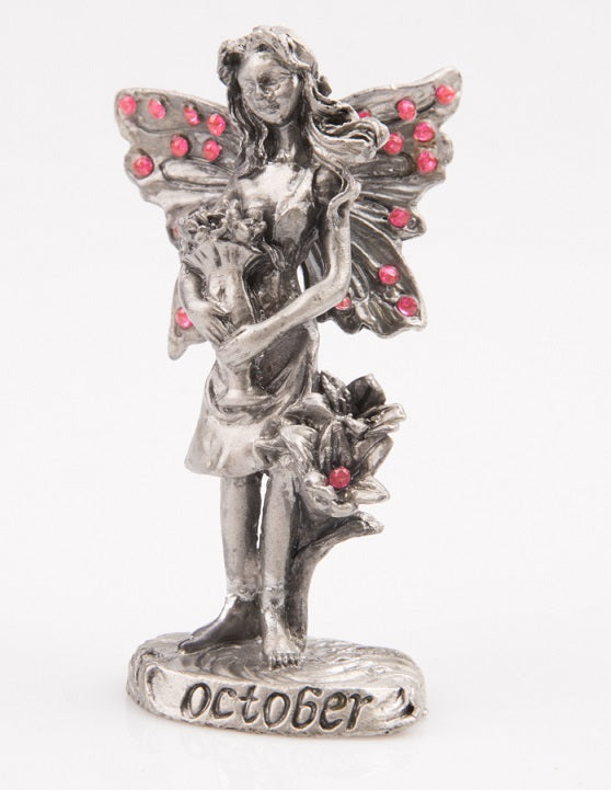 October Pewter Tourmaline Birthstone Fairy Figurine