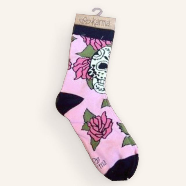 Karma Pink Skull Socks
