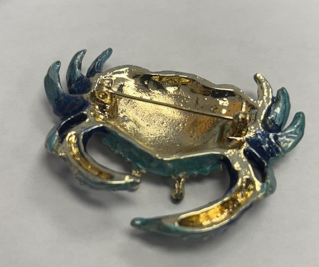 Blue Crab Enameled Trinket Box Hidden Treasures with Necklace