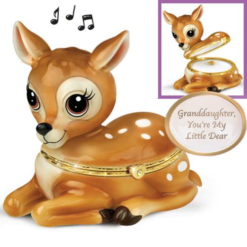 My Little Deer Granddaughter Trinket Musical Box Bradford Exchange