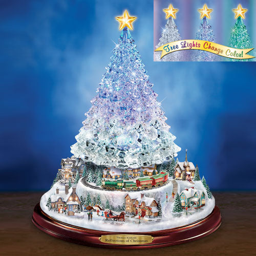 Reflections of Christmas Train Tree Figurine Thomas Kinkade Bradford Exchange