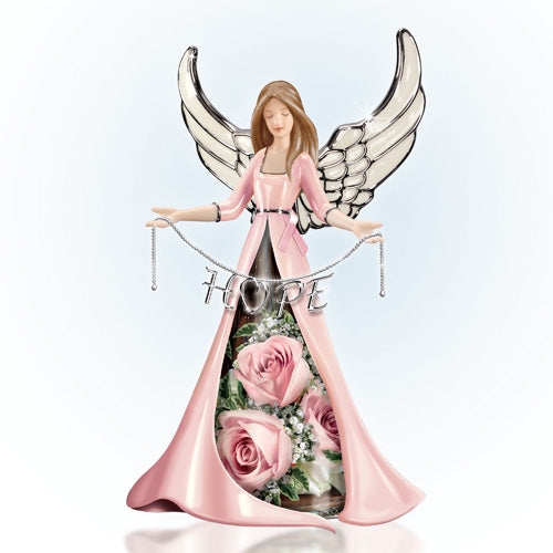 Hope Blossoms Angel Figurine Breast Cancer Awareness Bradford Exchange