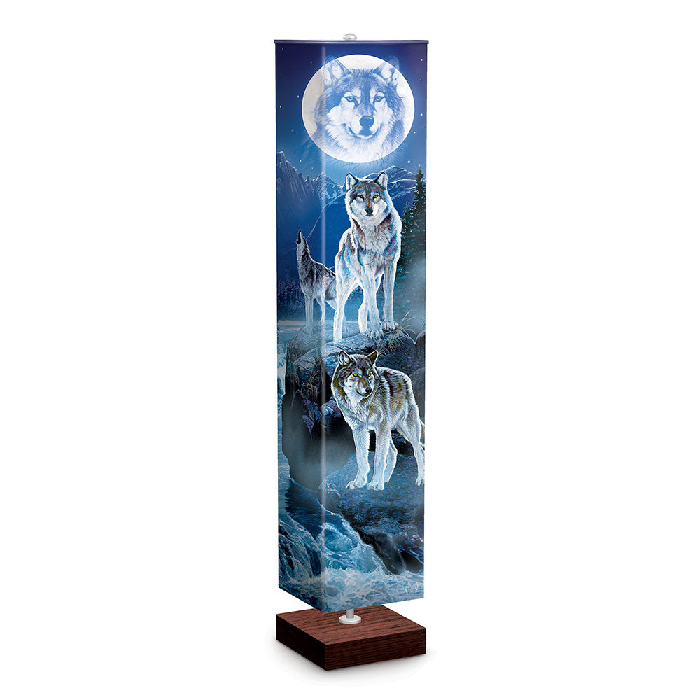 Wolf Mystic Moonlight Floor Lamp Fabric Shade Bradford Exchange