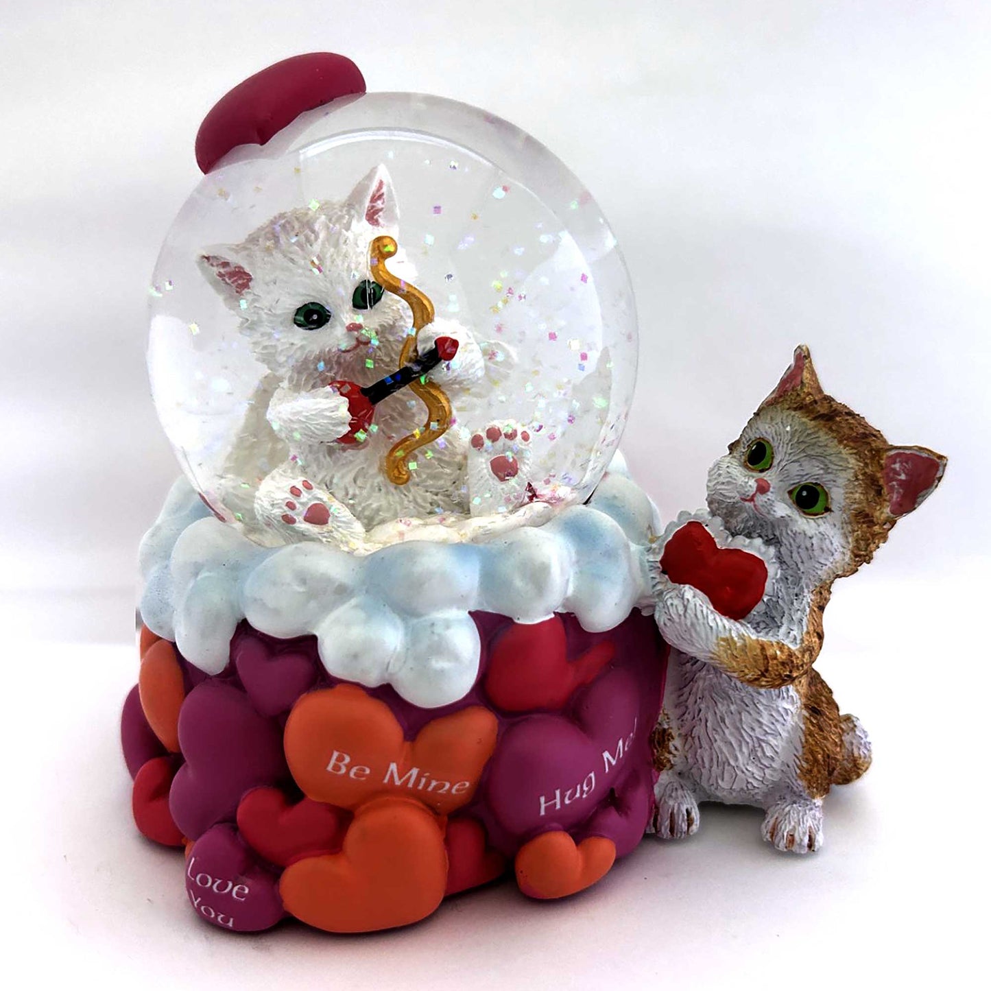 PURR-FECT VALENTINE'S DAY Cat / Kitten Water Globe Snowdome Bradford Exchange