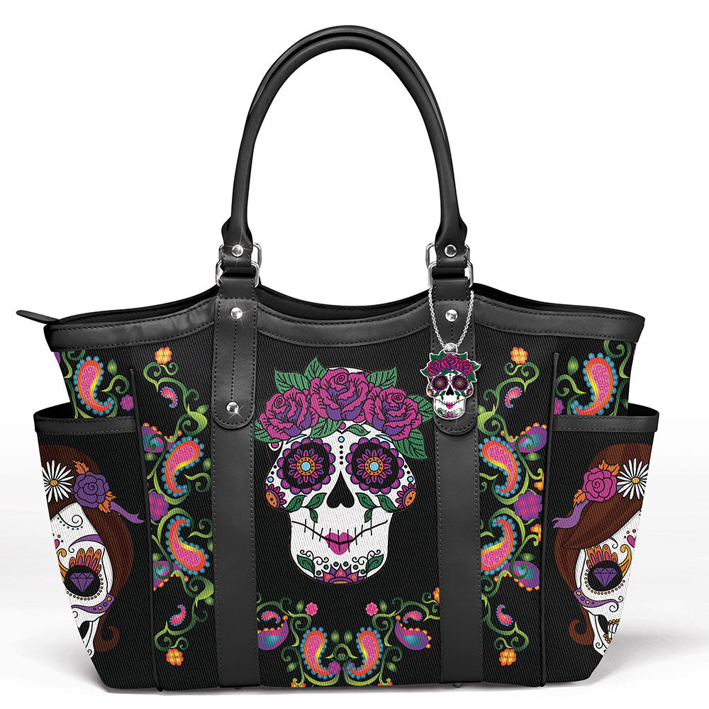 Sweet Spirits Sugar Skull Handbag Tote Purse  Bradford Exchange