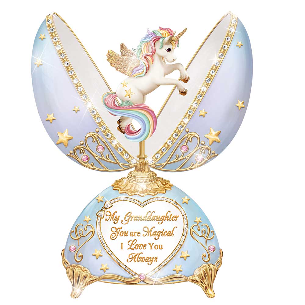 Unicorn Heirloom Egg Granddaughter Bradford Exchange Musical Figurine