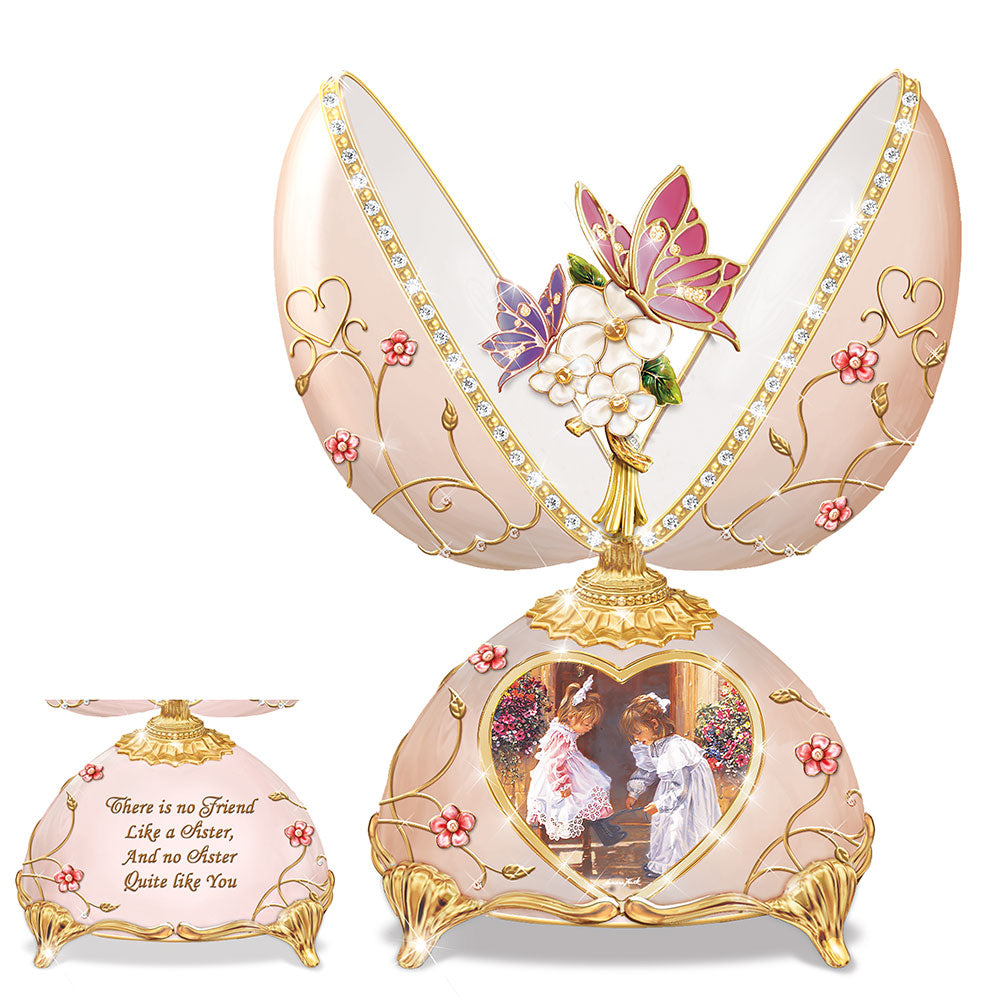 Always My Sister Sandra Kuck Heirloom Egg Musical Figurine Bradford Exchange