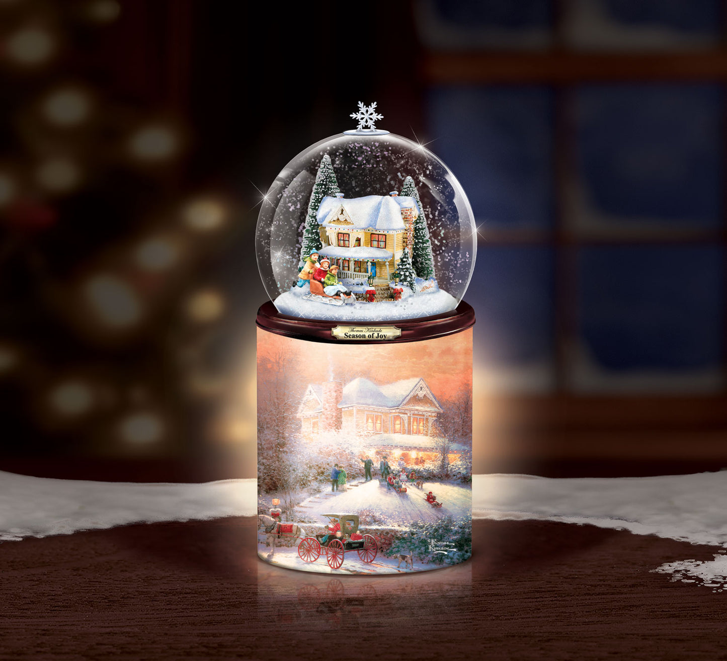 Thomas Kinkade  Holiday Memories #2 Christmas Glitter Water Globe / Candle