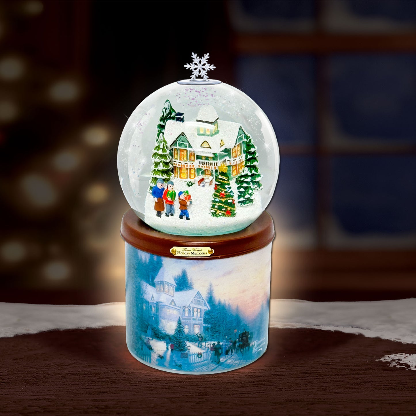 Thomas Kinkade  Holiday Memories #3 Christmas Glitter Water Globe / Candle