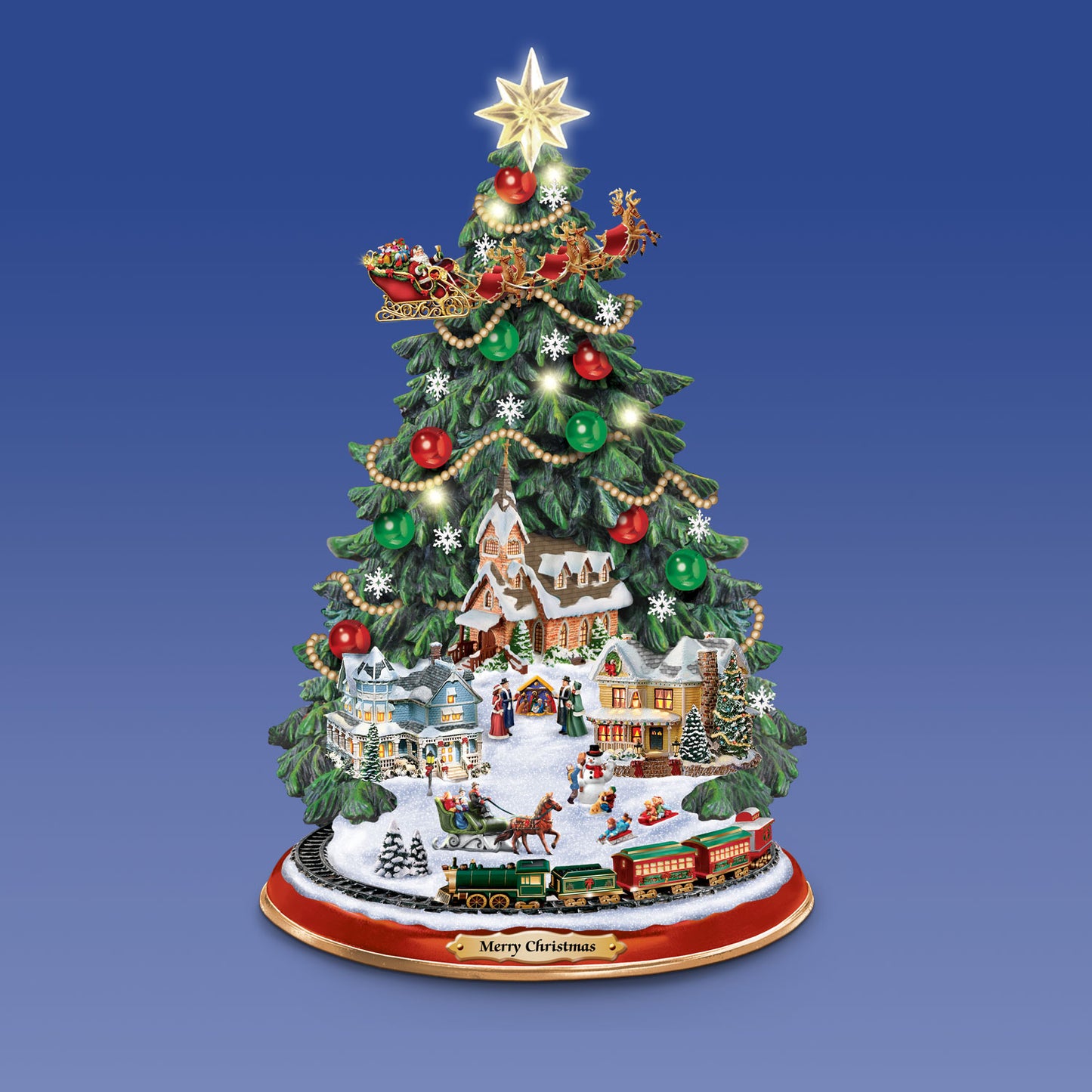 ✨ Thomas Kinkade Illuminated Musical Tabletop Tree – LED Lighted Christmas Décor