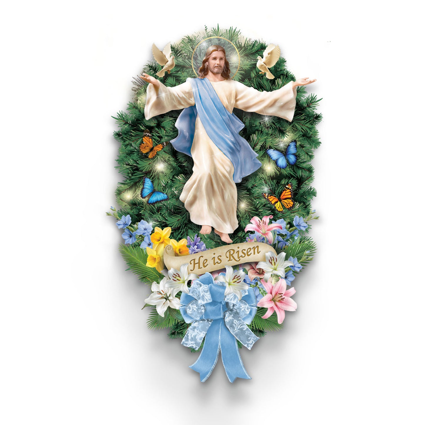 He is Risen Jesus Christian Wreath Thomas Kinkade Decor