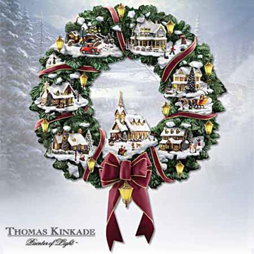 Thomas Kinkade Christmas Village Wreath Bradford Exchange