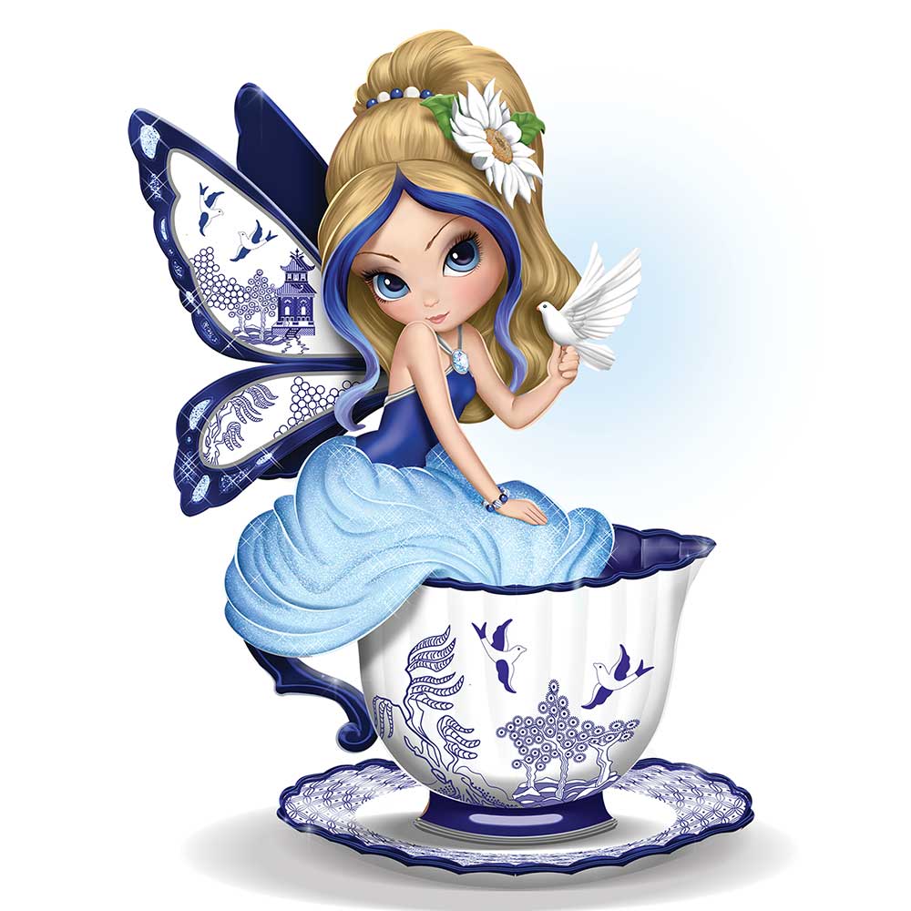 Perfect Romance Fairy in a Tea Cup Blue Willow Jasmine Becket Griffith