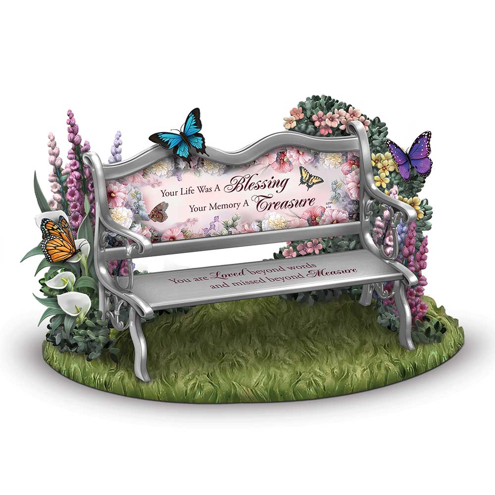 Remembrance Bench Butterflies Birds Memorial Lena Liu Bradford Exchange