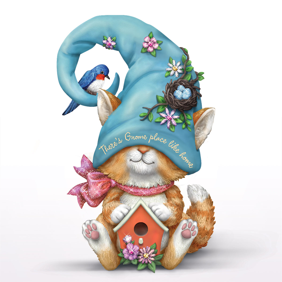 Hamilton Collection “There’s Gnome Place Like Home” Cat & Gnome Figurine by Blake Jensen – 2024