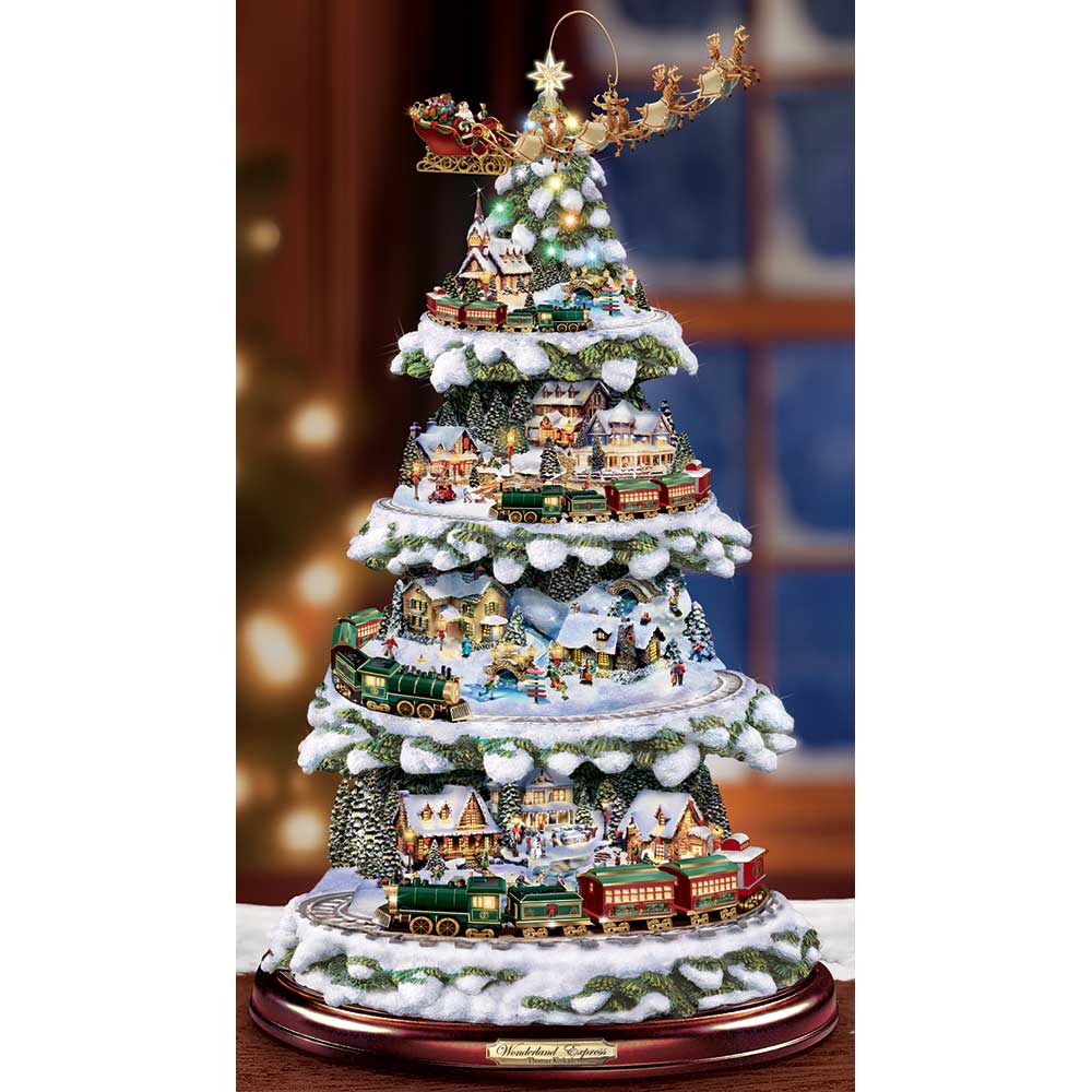 Wonderland Express Train Tree Figurine Thomas Kinkade Bradford Exchange