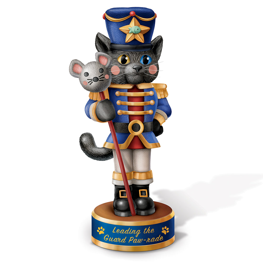 Leading The Guard Paw-Rade Cat Nutcracker Figurine Bradford Exchange