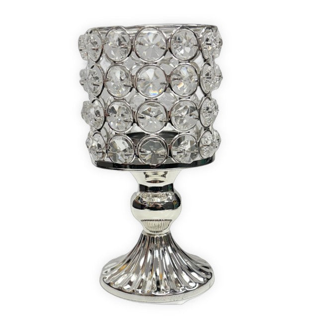 Elegance Crystal and Metal Tealight Candle Holder 7 inch Candelabra
