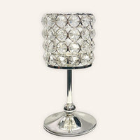 Elegance Crystal and Metal Tealight Candle Holder 8 inch Silver