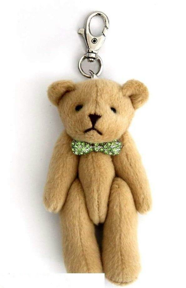 August Coloured Crystal Teddy Bear Birthstone / Birthday Keychain