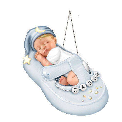 Baby Love You To The Moon Ornament Shoe Sleeping Boy Baby Bradford Exchange