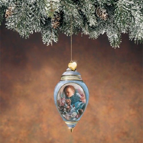 Baby&#039;s First Christmas Ornament Porcelain Boy Baby Bradford Exchange