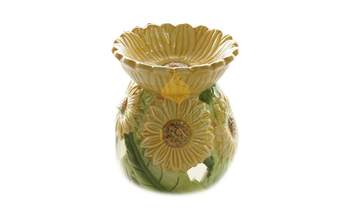 Beveled Flower Ceramic Tealight Oil Burner - 62014 - NS