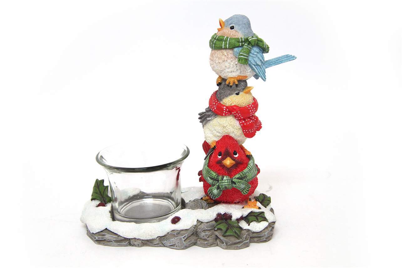 Birds Candleholder / TeaLight Holder - Cardinal Bluejay Chickadee - CH