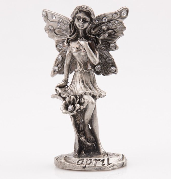 Birthstone Fairy April Aquamarine - Pewter Figurine