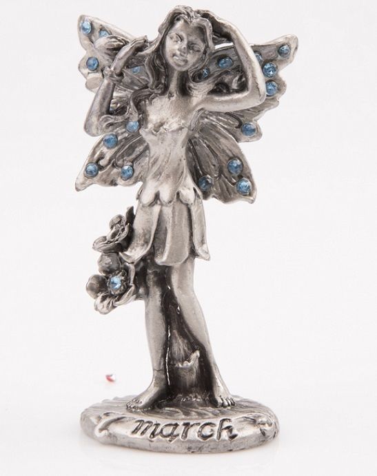 Birthstone Fairy March Aquamarine - Pewter Figurine