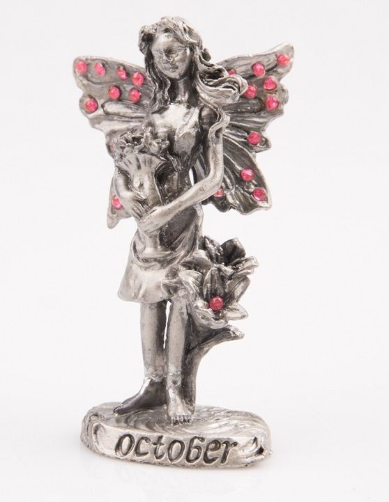 Birthstone Fairy October Pink   Pewter Figurine