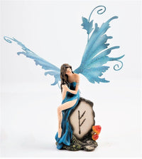 Blue Fairy with Mythic Stone  Legends of Avalon Figurine with Metal Wings