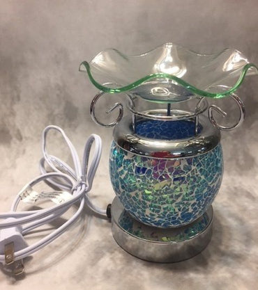 Blue Mosaic Touch Lamp Burner Warmer Soy &amp; Oils Fragrance / Oil Burner TE-64B