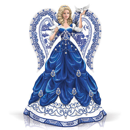 Blue Willow Angel Lady Collectible Figurine  - Hamilton Collection