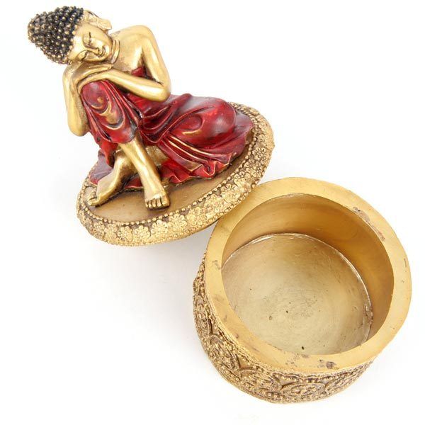 Buddha Trinket Box Resin Gold Colour Home Decor