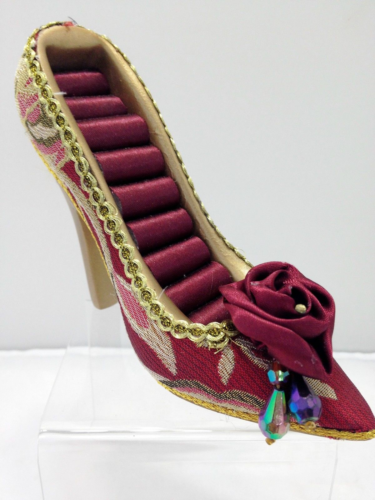 Burgundy Fabric Shoe for Jewellery / Ring Holder - Jewelery