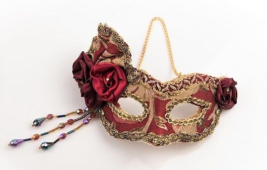 Burgundy Masquerade Style Mask for Hanging - Wall Art