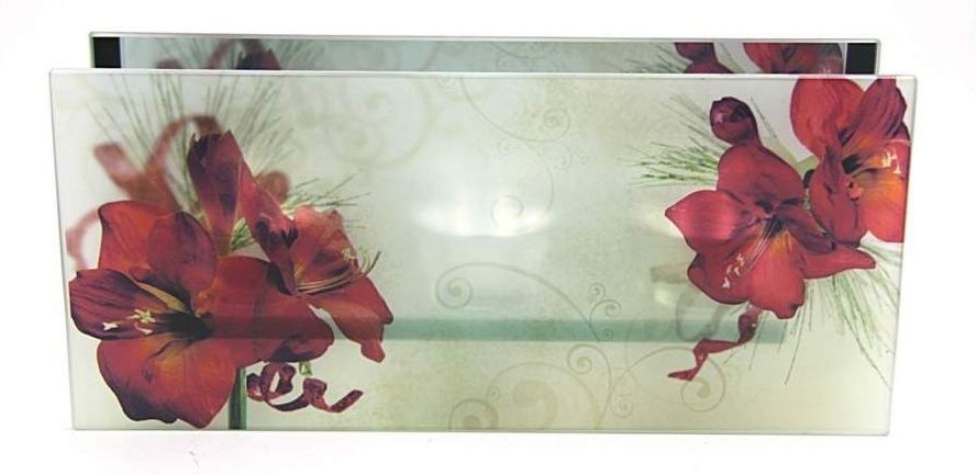 Candle Holder Frosted Glass Panel 3 T-Light Pointsettia Free Soy Tealight