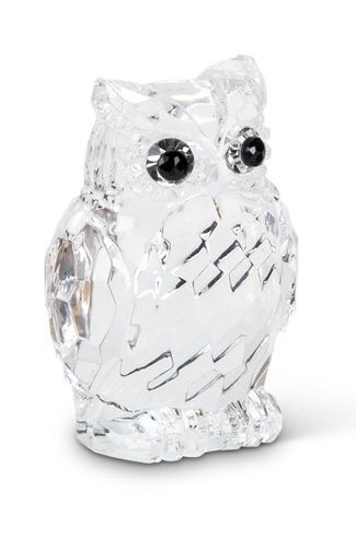 Clear Resin Faceted Gem Owl Figurine 6 inches - AB