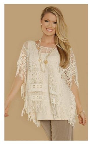 Cover Up Crochet Beige size L / XL 100% Cotton - Woman