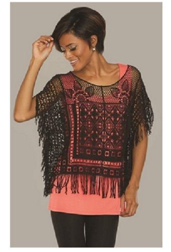 Cover Up Crochet Black size L / XL 100% Cotton - Woman