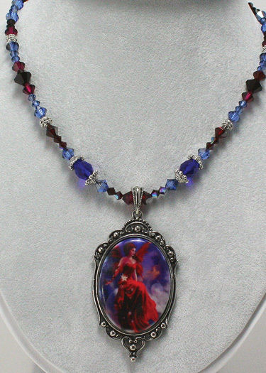 Crimson Lily Fairy Beaded Necklace Pendant Nene Thomas Fairysite