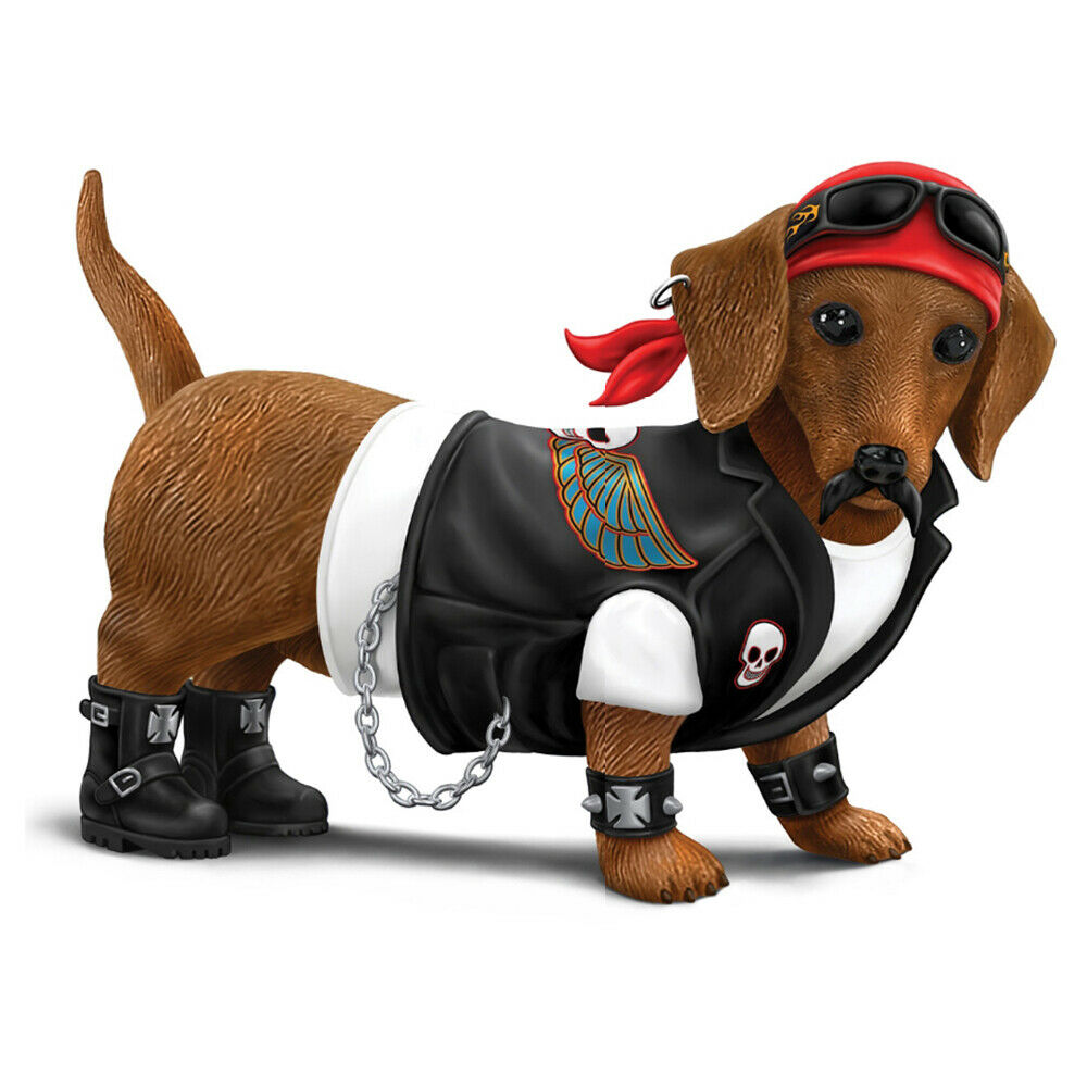 Cruiser Dachshund Biker Dog Puppy Figurine Hamilton Collection