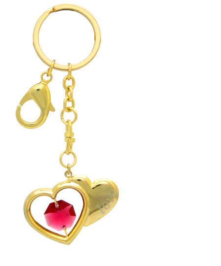 Crystocraft Twin Hearts with Red Crystal Keychain 45117 - RAI