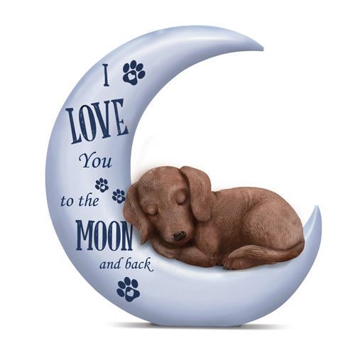 Dachshund Moon and Back Dog in a Moon Sleeping Figurine Hamilton Collection